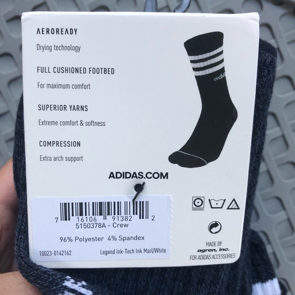 NWT Adidas Men’s 3-pack 3-stripe crew style socks - Picture 7 of 7